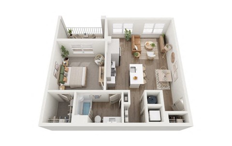 a 1 bedroom floor plan with a bathroom and a living room